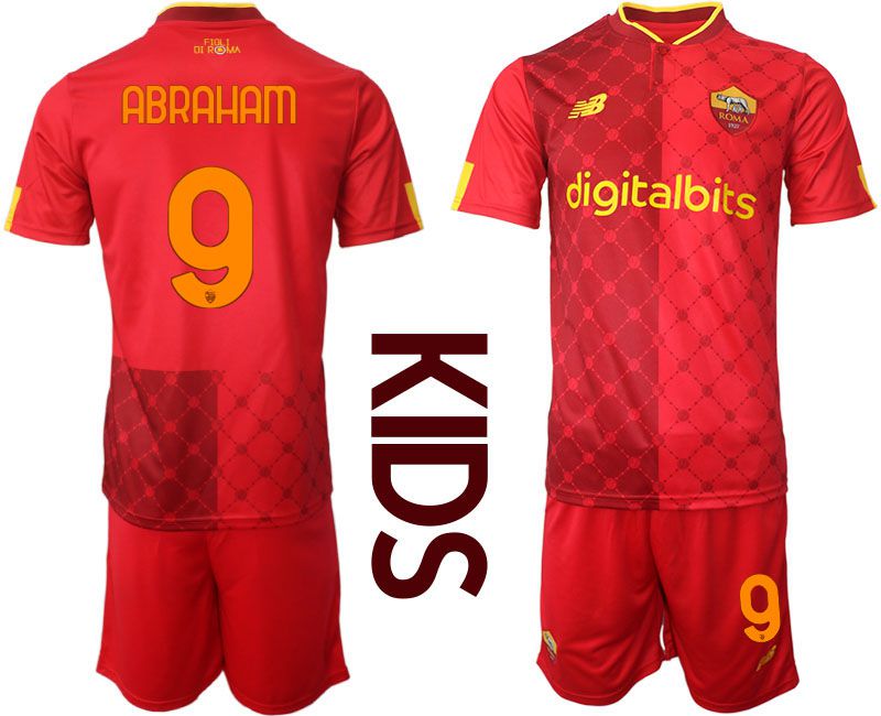 Youth 2022-2023 Club AS Rome home red 9 Soccer Jersey